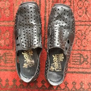 Perforated Black Slip-on Shoes